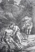 Historical illustration titled The Good Samaritan