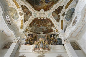 Organ loft with ceiling fresco