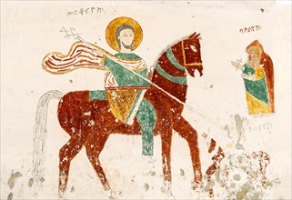 Saint Mercurius on a dark brown horse