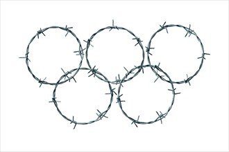 Olympic rings made of barbed wire