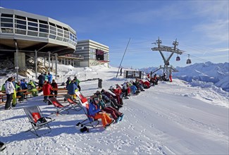 Mountain restaurant at the skiing area on the Bettmerhorn with sun terrace