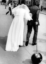 Bridal couple with steel ball ca. 1970s