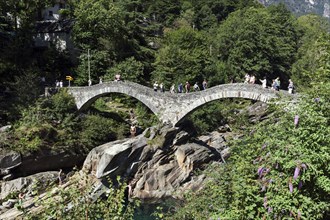 Old Roman bridge Ponte dei Salti over Verzasca