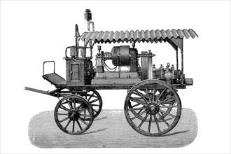 Historical fire pump with electric drive from the 19th century