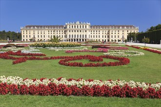 Schonbrunn Palace with flower bed