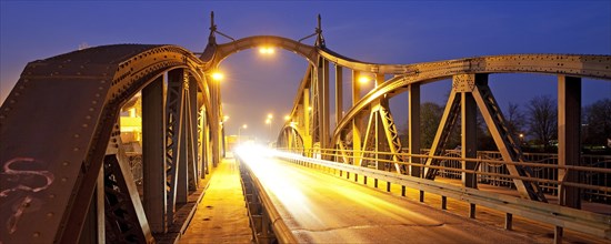 Historic swing bridge in the evening