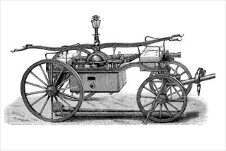 Historical hand-operated fire pump from the 19th century