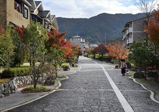 Residential houses in a modern suburban neighbourhood in fall at Daigonishiojicho