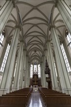 Interior view of the neo-Gothic church Heilig-Kreuz Giesing