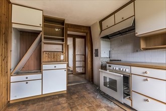 The kitchen in a house that's being demolished