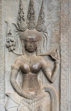 Devata figure at Angkor Wat bas-reliefs