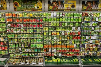 Shelf with different seed packs