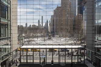 View of Columbus Circle from inside Time Warner Center