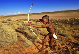 Bushman of the San people hunting