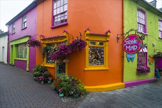 Brightly coloured facade of shops in Kinsale