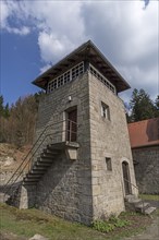 Former watchtower in the concentration camp memorial Flossenburg