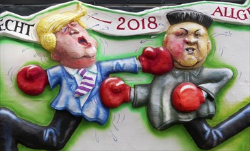 US President Donald Trump boxing versus North Korean President Kim Jong-un