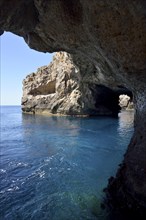 View from the sea cave Grotta Perciata