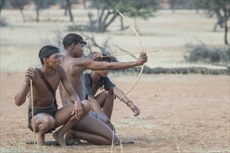 Kung Bushmen with bow and arrow