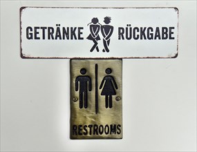 WC sign in a restaurant