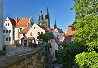 Towers of Meissen Cathedral above the houses of the Old Town