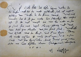 An autograph letter from Martin Luther to his housewife Katharina of September 18