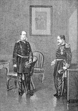 King William and Napoleon III. after the capitulation of Sedan in Bellevue Castle on September 2