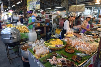 Market stall with typical local food