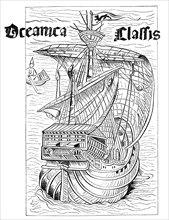 Drawing of a Spanish ship from the time of the discovery of America around 1492