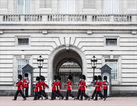 Guardsmen of the Royal Guard with bearskin cap