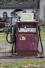 Old diesel filling station on the premises of the Bavarian Railway Museum Nordlingen