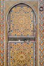 Painted wooded door at Marrakech Museum