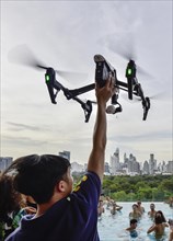 Man launches DJI Inspire 1 drone