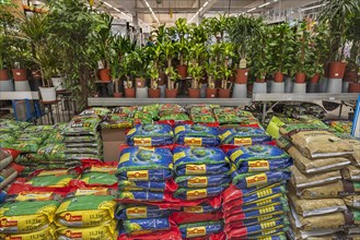 Shelf with potting soil