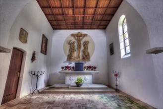 Altar of the devotional chapel at the Flossenburg concentration camp memorial site
