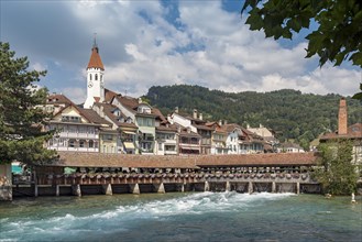 City view with wooden bridge