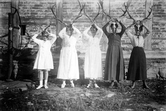Five women with antlers ca. 1930.
