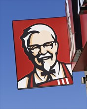 KFC Kentucky Fried Chicken logo sign on one of it's fast food restaurants