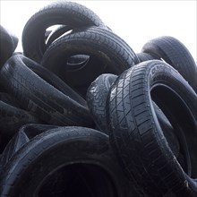 Pile of old worn tires