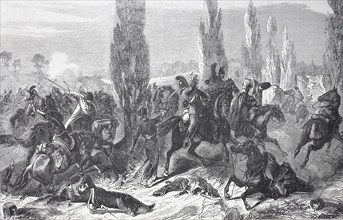 The 3rd Saxon cavalry regiment in battle at Buzaney on August 27