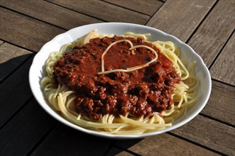 Spaghetti Bolognese with heart