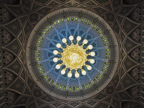Chandelier and dome of the great Sultan Quabus Mosque