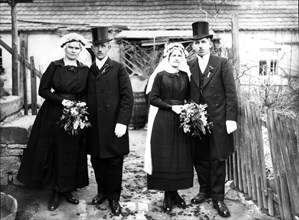 Two wedding couples ca. 1910