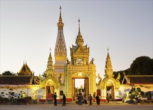 People in front Chedi of Wat Phra That Phanom