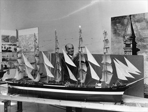 Man builds a model ship