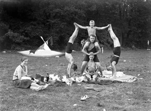 Acrobatics at a picnic