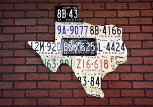Outlines of Texas from license plates