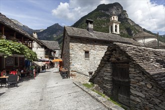 Typical Ticino stone houses in Sonogno village