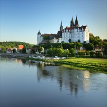 Castle hill with Cathedral and Albrechtsburg Castle by the Elbe River