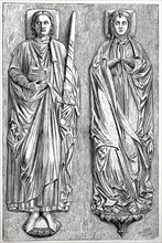 The grave figures of Henry the Lion and his wife Mechthild in the cathedral of Brunswick